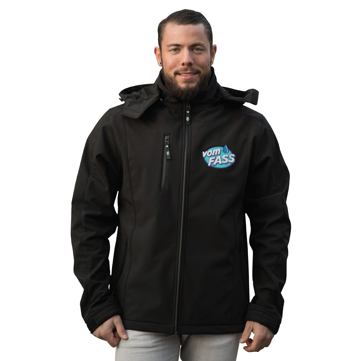 Herren Softshell-Jacke, schwarz - Vom Fass Herren Softshell-Jacke, schwarz - Vom Fass