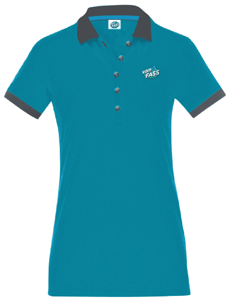 Damen Polo-Shirt, türkis - Vom Fass